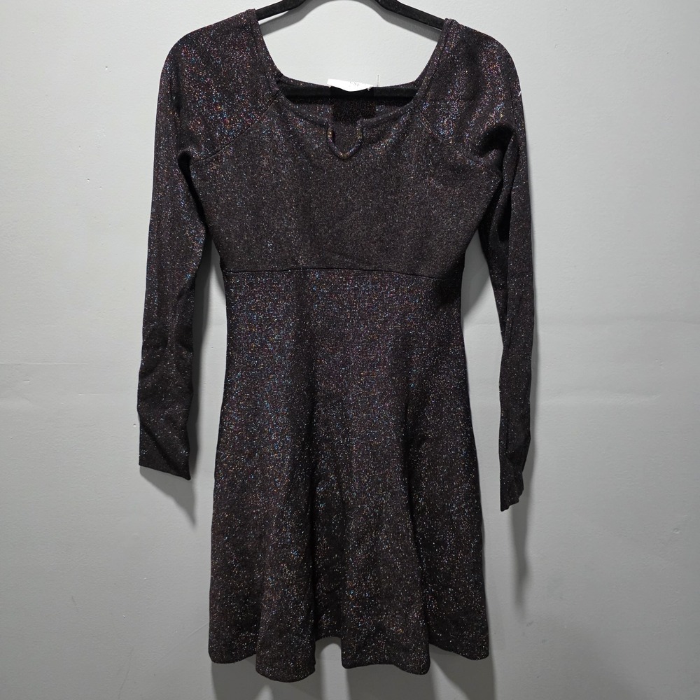 Hyacinth House Size S Selena Black Shimmer Knit Dress Long Sleeve